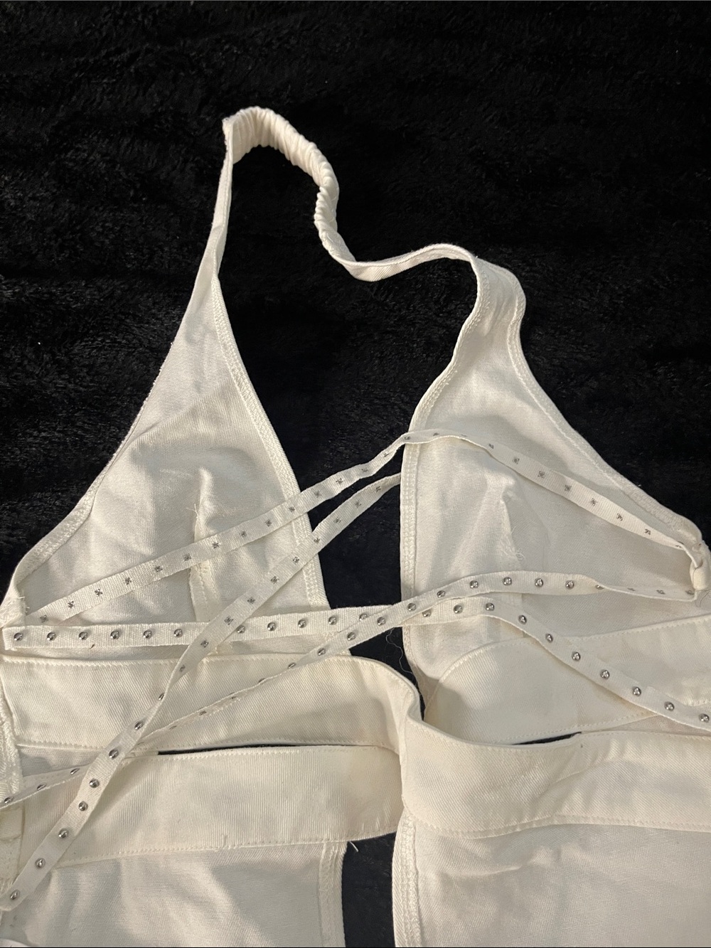 Women’s White Halter Eyelet Detail Crop Top - Picture 9 of 12